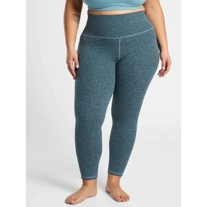 Athleta Salutation Stash Pocket II Textured 7/8 Tight Blue Cheetah Plus Size 2X